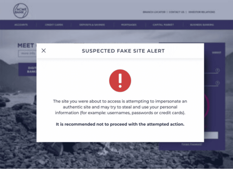 Memcyco fake site alert