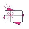 Illustration of two gift cards, perfect for retail or e-commerce—one white with a pink bow in front and a solid pink card partially visible behind it.
