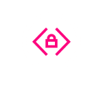 Outline of a lightbulb with a pink lock symbol inside angled brackets, representing secure coding or cybersecurity innovation, showcased by Memcyco at RSA Conference 2025.