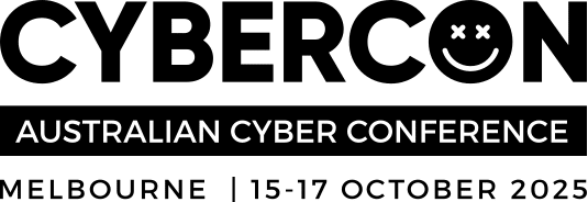 CYBERCON Australian Cyber Conference logo with event details: Melbourne, 15-17 October 2025. The letter "O" in "CYBERCON" features a smiley face. Spot Memcyco at CyberCon Australia 2025 for cutting-edge cybersecurity insights!.
